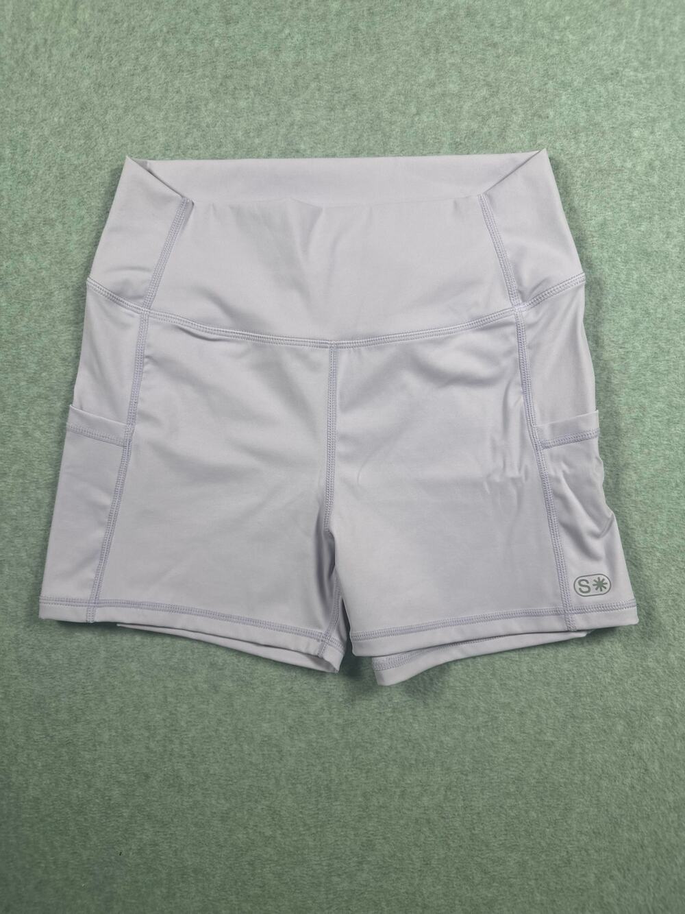 Stack Lavender Compression Tennis Shorts Women Medium Purple Pockets Activewear